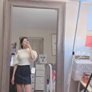 Zara floral sleeve cropped knit top